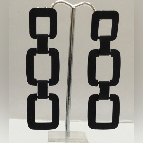 Jewelry - BLACK LONG GEOMETRIC PIERCED POST EARRINGS